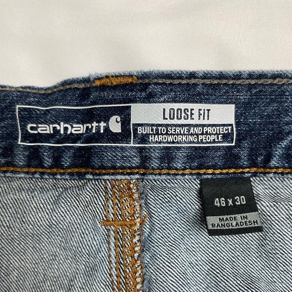 Carhartt Blue Loose Fit Cargo Carpenter Work Construction Jeans Size 46x30 - Picture 9 of 10